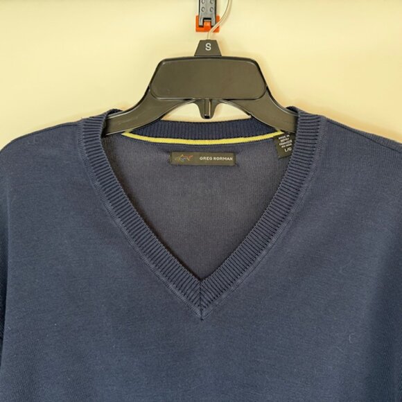 Golf Sweater Greg Norman Blue V Neck Men's Size L Pullover - Picture 2 of 7